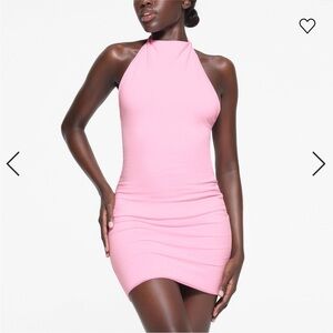 SKIMS Pink Halter Backless Bodycon Mini Dress S